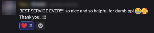 Player review from our Discord (names hidden)