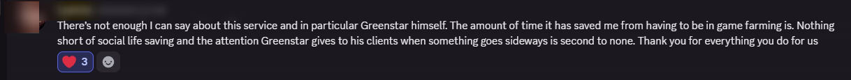 Player review from our Discord (names hidden)
