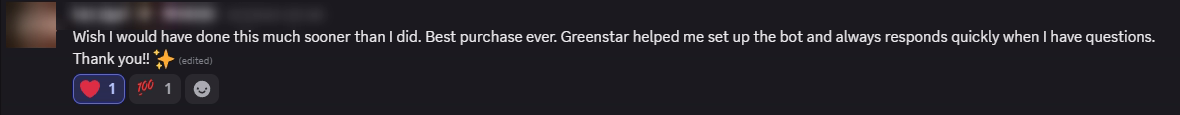 Player review from our Discord (names hidden)