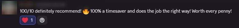 Player review from our Discord (names hidden)