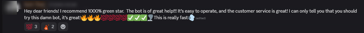 Player review from our Discord (names hidden)
