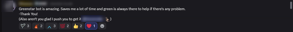 Player review from our Discord (names hidden)