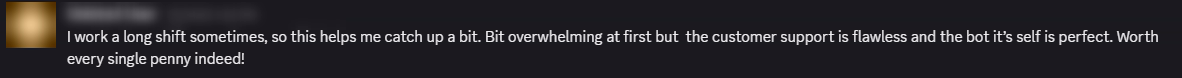 Player review from our Discord (names hidden)