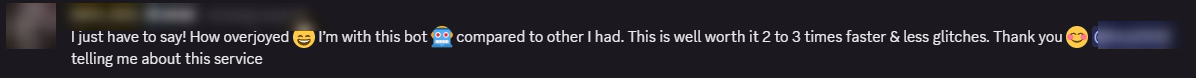 Player review from our Discord (names hidden)