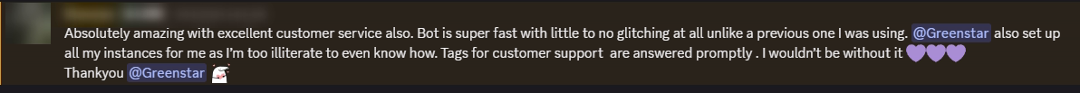 Player review from our Discord (names hidden)